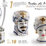 TESTA DI MORO COPPIA UOMO DONNA CERAMICA CENTROTAVOLA SICILIA 18*12 cm