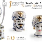 TESTA DI MORO COPPIA UOMO DONNA CERAMICA SICILIA COLORI ASSORTITI 13*8 cm