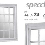 SPECCHIO A FORMA FINESTRA 74*44 ANTICATO SPECCHIERA VINTAGE MODERNO PARETE