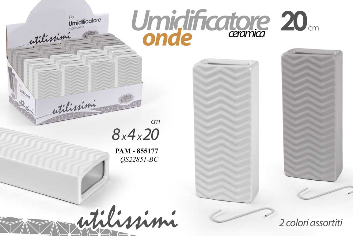 8025569855177 UMIDIFICATORE DA TERMOSIFONE CALORIFERO CERAMICA ONDA EVAPORATORE AMBIENTE 20 cm - immagine 1