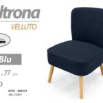 POLTRONA SEDIA VELLUTO BLU IMBOTTITA PIEDI LEGNO CLASSICA MODERNA 62*70*h77CM