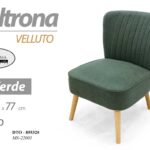 POLTRONA SEDIA VELLUTO VERDE IMBOTTITA PIEDI LEGNO CLASSICA MODERNA 62*70*h77CM