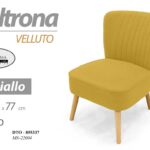 POLTRONA SEDIA VELLUTO GIALLA IMBOTTITA PIEDI LEGNO CLASSICA MODERNA 62*70*h77CM