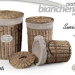 3 CESTE PORTABIANCHERIA CESTA COPERCHIO VESTITI VIMINI TONDA NATURA 55/47/40 cm