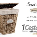 CESTA PORTABIANCHERIA RETTANGOLARE VESTITI COPERCHIO VIMINI TESSUTO NATURA 55cm