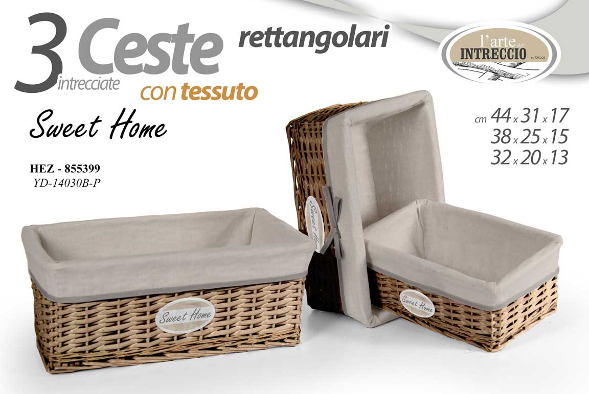 8025569855399 SET 3 CESTE VIMINI BAGNO VESTITI PORTA OGGETTI RETTANGOLARI SWEET HOME 44-38-32 - immagine 1