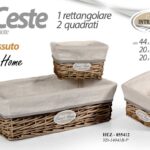 SET 3 CESTE VIMINI RIVESTIMENTO TESSUTO CONTENITORE SWEET MARRONE 44-20-20 CM