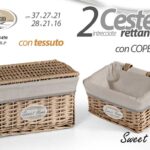 SET 2 CESTE RETTANGOLARE CON COPERCHIO VIMINI NATURA CESTA RIV TESSUTO 37-28cm