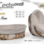 TRIS 3 CESTINI OVALI VIMINI TESSUTO SWEET CUCINA BAGNO SALOTTO MARRONE 40-34-30