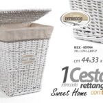 CESTA VIMINI 55 cm RETTANGOLARE Shabby Chic BAGNO SALOTTO CUCINA OGGETTI CUORI