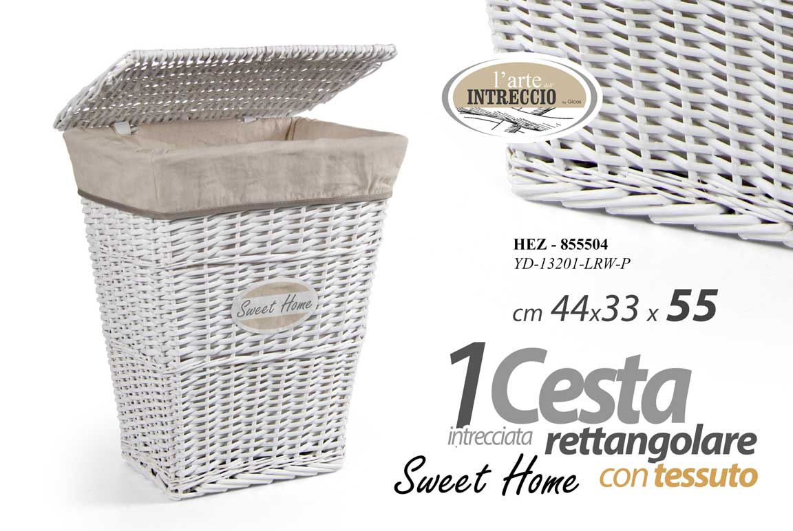 8025569855504 CESTA VIMINI 55 cm RETTANGOLARE Shabby Chic BAGNO SALOTTO CUCINA OGGETTI CUORI - immagine 1