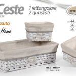 3 CESTE VIMINI BIANCHE RIV TESSUTO BAGNO CAMERA LETTO CUCINA CUCITO SWEET