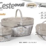 3 CESTE OVALI VIMINI MANICO ARREDO PORTA OGGETTI CUCINA BAGNO SALOTTO 45-26-26cm