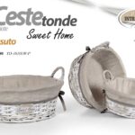 3 CESTINI VIMINI TONDI CON MANICI BIANCO CUCINA BAGNO SALOTTO CUCITO SWEET