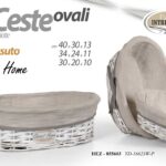 3 CESTE CESTA ORGANIZER OVALE VIMINI RIVESTITE SALOTTO BAGNO CUCINA 40*34*30 CM