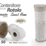 PORTAROTOLO CARTA IGIENICA DA TERRA CONTENITORE VIMINI INTERNO TESSUTO h50*18 cm