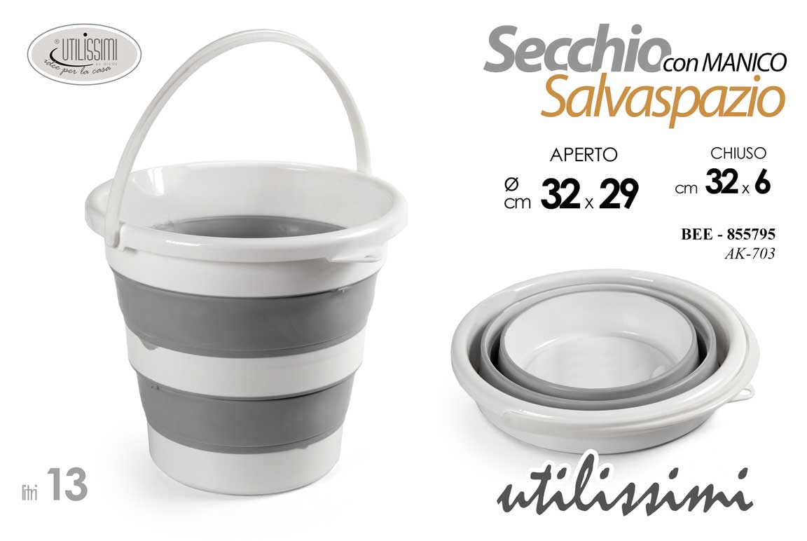 8025569855795 Secchio pieghevole salvaspazio campeggio barca bucato pulizia plastic sili 32x29 - immagine 1