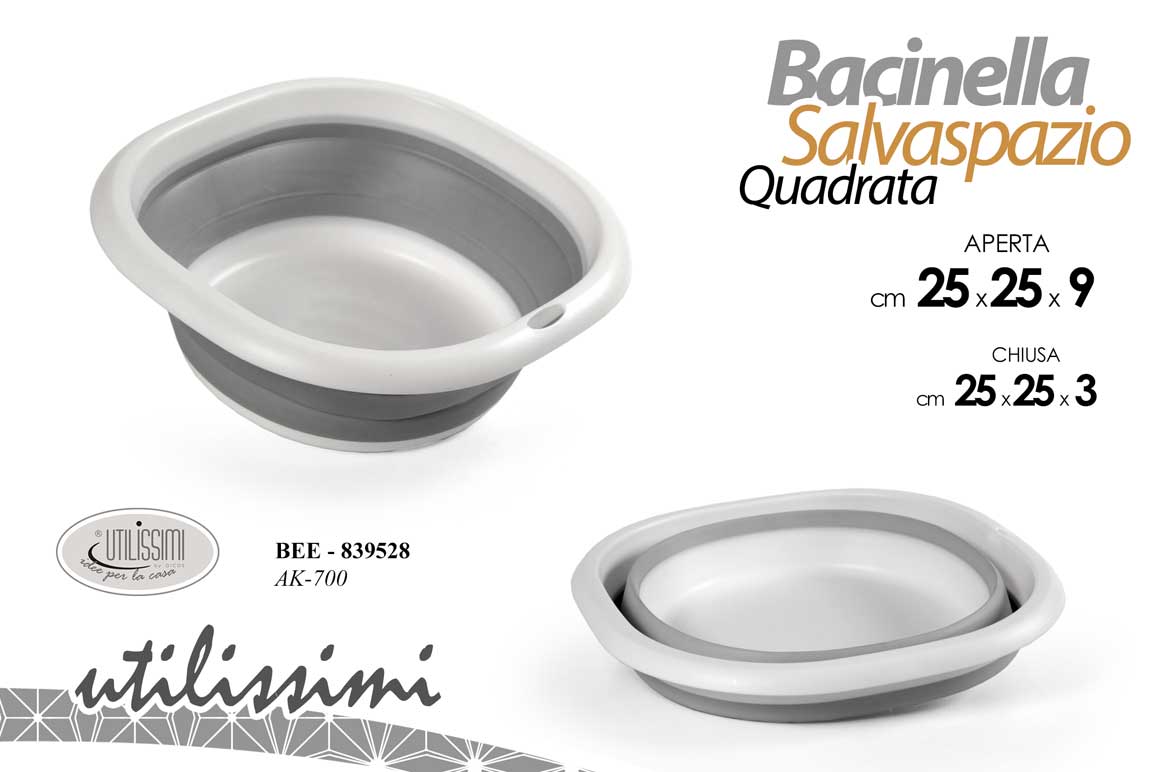 8025569855801 Bacinella pieghevole salvaspazio cucina bucato campeggio plastic silicone 25 cm - immagine 1