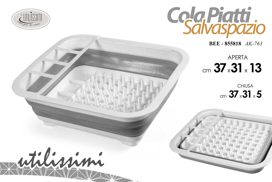8025569855818 Scolapiatti pieghevole salvaspazio richiudibile cucina campeggio sil plast 37*31 - immagine 1