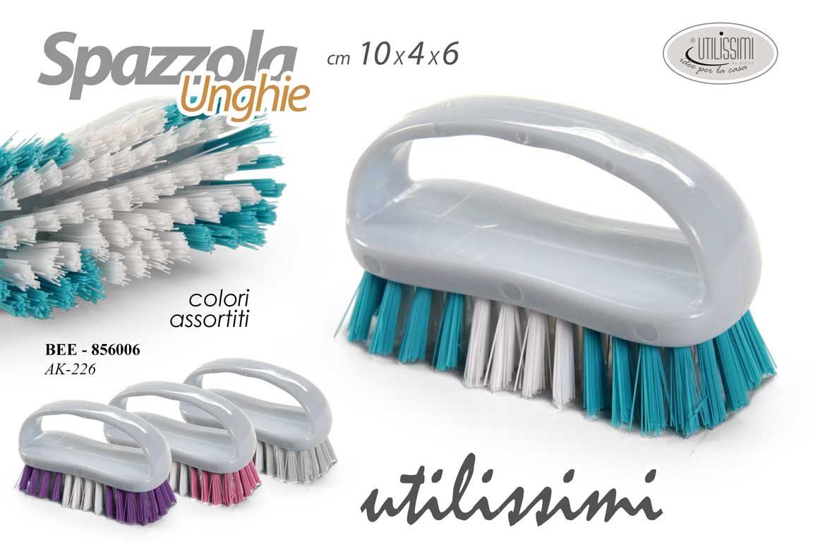 8025569856006 Spazzola unghie manicure pedicure pulizia mani dita plastica igiene ass 10 cm - immagine 1