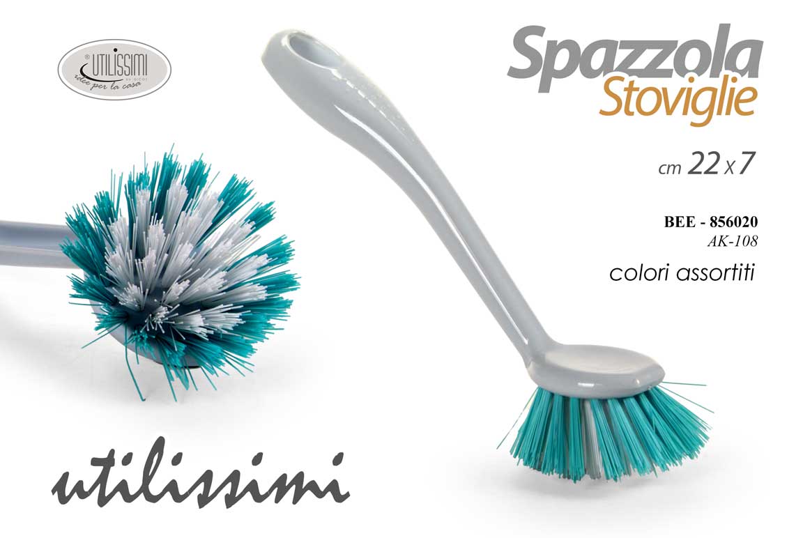 8025569856020 Spazzola stoviglie piatti cucina lavaggio manuale plastica resistente ass 22 cm - immagine 1