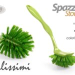 Spazzola stoviglie piatti cucina manico lungo lavaggio plastica ass 26 cm