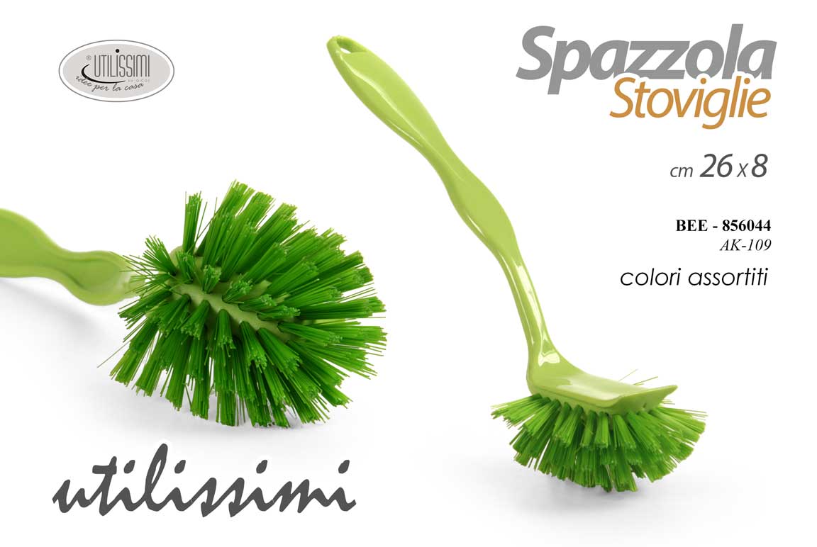8025569856044 Spazzola stoviglie piatti cucina manico lungo lavaggio plastica ass 26 cm - immagine 1