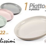 Piatto portata vassoio tondo cucina buffet feste plastica moderna color 22 cm
