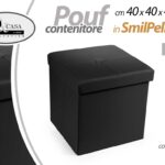 POUF CONTENITORE POGGIAPIEDI CUBO DIVANO MODERNO SEDIA ECOPELLE PVC NERO 40*40