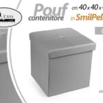 POUF CONTENITORE POGGIAPIEDI CUBO DIVANO MODERNO SEDIA ECOPELLE PVC GRIGIO 40*40