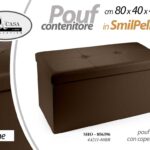 POUF CONTENITORE POGGIAPIEDI BAULE PANCA CASSAPANCA PVC ECOPELLE MARRONE 80*40