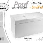 POUF CONTENITORE POGGIAPIEDI BAULE PANCA CASSAPANCA PVC ECOPELLE BIANCO 80*40 cm