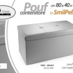POUF CONTENITORE CASSAPANCA PANCA BAULE POGGIAPIEDI ECOPELLE GRIGIO PVC 80*40 cm