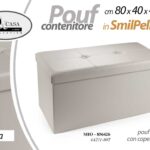 POUF CONTENITORE POGGIAPIEDI BAULE PANCA CASSAPANCA PVC ECOPELLE TORTORA 80*40