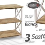 SCAFFALE LIBRERIA 3 RIPIANI LEGNO CUCINA UFFICIO BAGNO BIANCO MARRONE 74*60*33cm