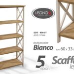SCAFFALE LIBRERIA 5 RIPIANI LEGNO CUCINA UFFICIO BAGNO BIANCO MARRONE 137*60*33