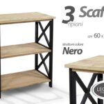 SCAFFALE LIBRERIA 3 RIPIANI LEGNO CUCINA UFFICIO BAGNO NERO MARRONE 70*60*33 cm