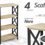 SCAFFALE LIBRERIA 4 RIPIANI LEGNO CUCINA UFFICIO BAGNO NERO MARRONE 105*60*33 cm