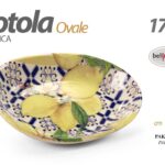 Vassoio piatto ciotola ovale buffet stil sicilia limoni blu ceramica ass 16 cm