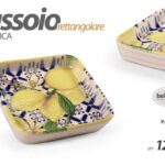 Vassoio piatto antipastiera buffet stil sicilia limoni blu ceramica ass 12*12 cm