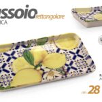 Vassoio piatto antipastiera buffet stil sicilia limoni blu ceramica ass 28*14 cm