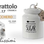 Barattolo zucchero tondo ceramica bianco cucina vintage shabby chic 17x12 cm