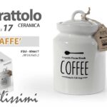 Barattolo caffè tondo ceramica bianco scritte vintage shabby chic cucina 17x12
