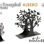 Portatovaglioli Porta tovaglioli moderno tavola metallo nero albero uccelli 16cm