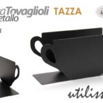 Portatovaglioli Porta tovaglioli moderno tavola metallo nero tazza bar 15x8x6