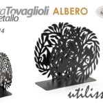 Portatovaglioli Porta tovaglioli moderno tavola metallo nero albero natura 15 cm
