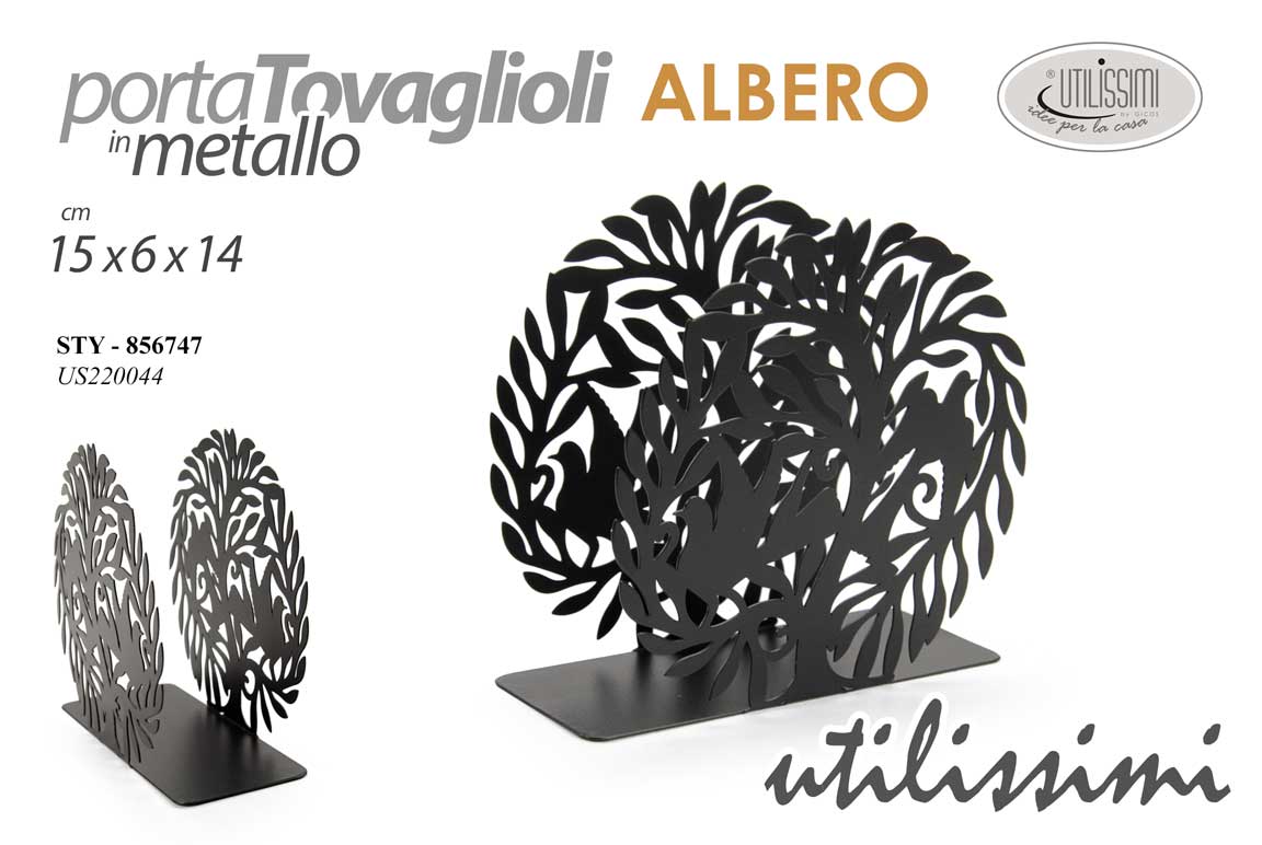 8025569856747 Portatovaglioli Porta tovaglioli moderno tavola metallo nero albero natura 15 cm - immagine 1