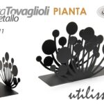 Portatovaglioli Porta tovaglioli moderno tavola metallo nero pianta natura 15*11
