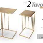 2 TAVOLINI TAVOLO METALLO ORO DIVANO SALOTTO GIARDINO MODERNO CLASSICO H55/48cm