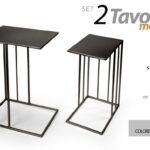SET 2 TAVOLINI METALLO DIVANO SALOTTO GIARDINO TAVOLO MODERNO CLASSICO H55/48 cm